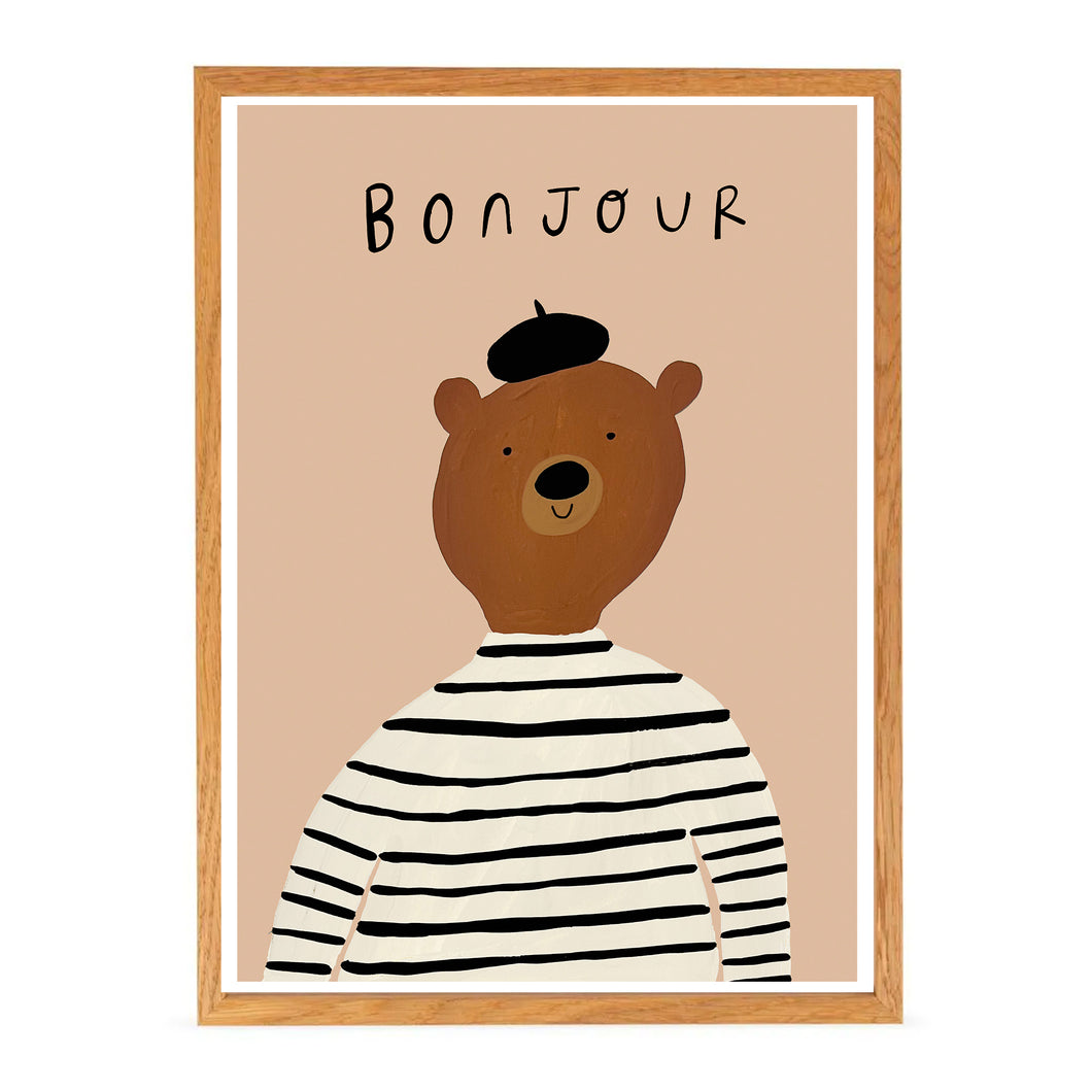 Bonjour Bear Art Print